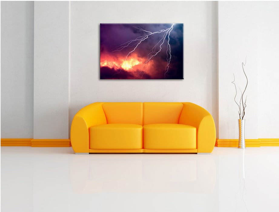 Blitze Leinwandbild über Sofa
