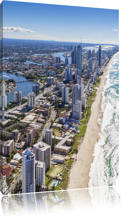 Pixxprint Hochhäuser am Strand, Leinwandbild