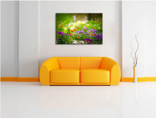 Blumenwiese Leinwandbild über Sofa