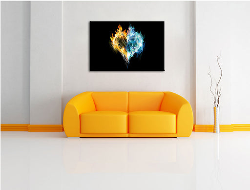 Dark Herz aus Feuer und Wasser Leinwandbild über Sofa