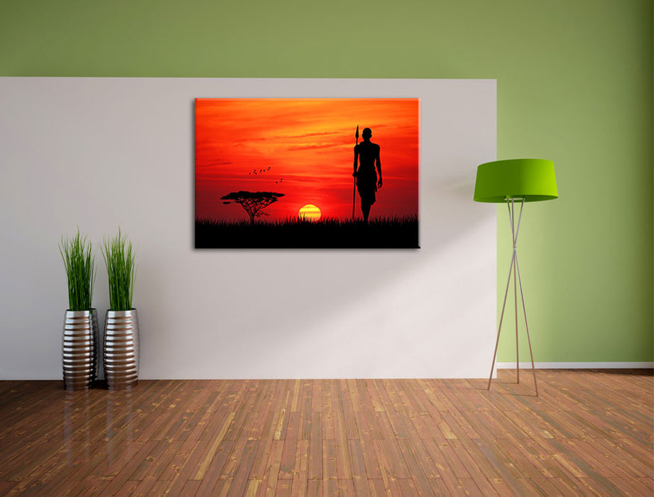 Roter Sonnenuntergang in Afrika Leinwandbild im Flur
