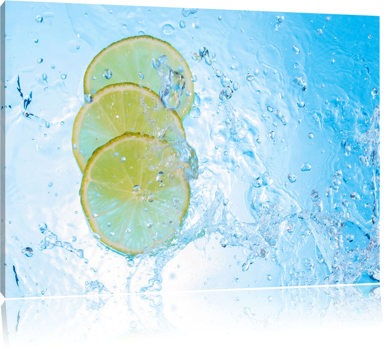 Pixxprint Zitrone fällt ins Wasser, Leinwandbild
