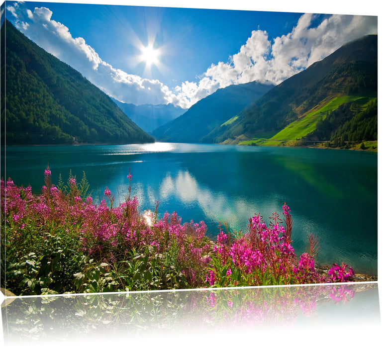 Pixxprint Blumenwiese See, Leinwandbild