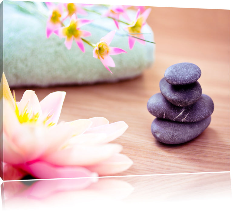 Lotusblüte auf Zen Stein Leinwandbild