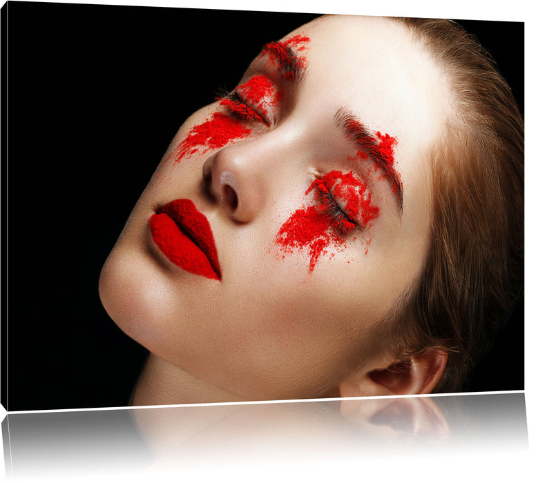 Pixxprint Dark Rotes Auge, Leinwandbild