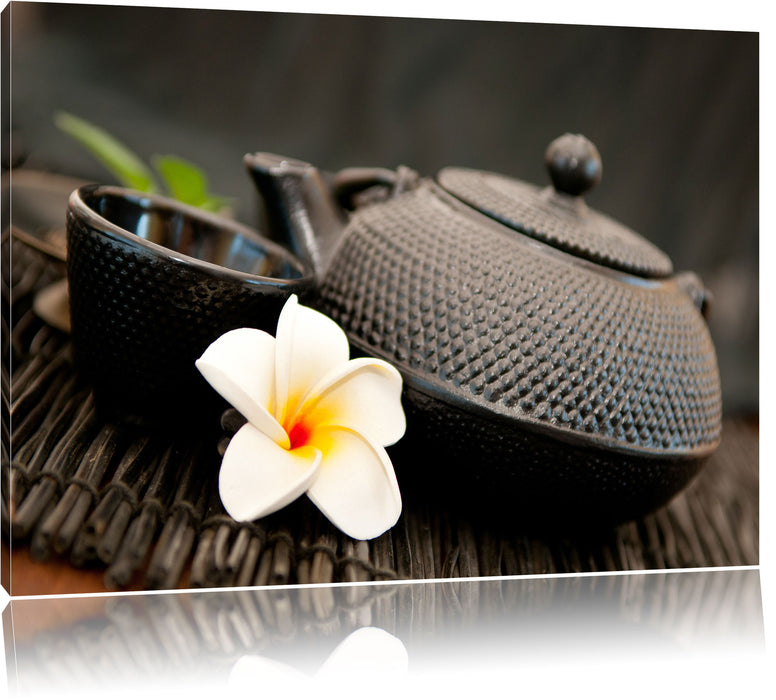 Pixxprint Teekanne mit Kräutern, Leinwandbild