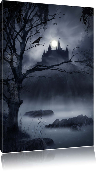 Pixxprint Düstere Burg, Leinwandbild