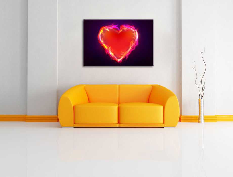 Herz aus Feuer Leinwandbild über Sofa