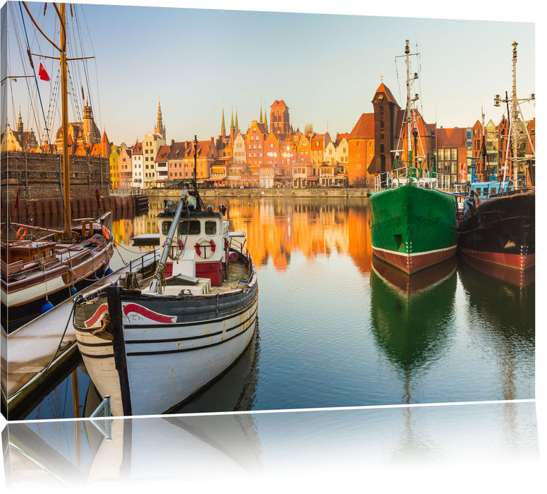 Pixxprint Hafen in der Dämmerung, Leinwandbild