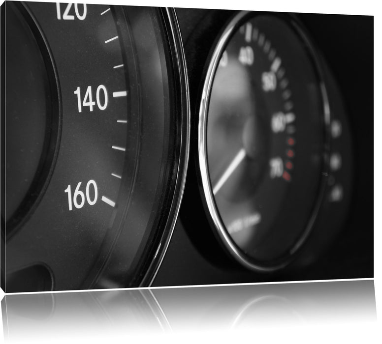Pixxprint Schwarzer Tacho, Leinwandbild