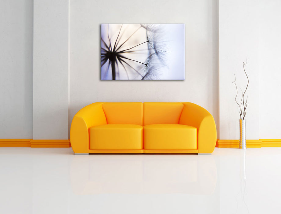 Weiße Pusteblumen Leinwandbild über Sofa