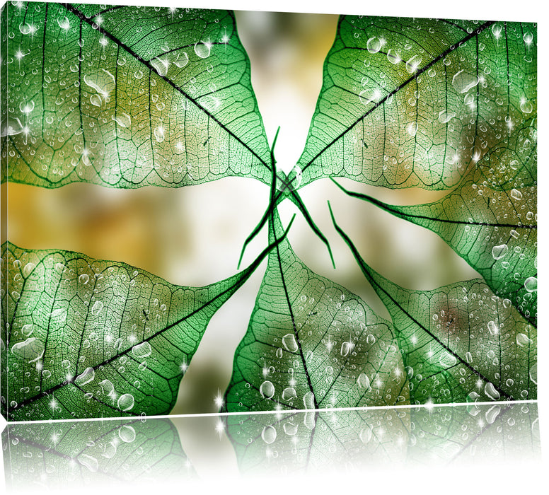 Pixxprint Grüne Bläter, Leinwandbild