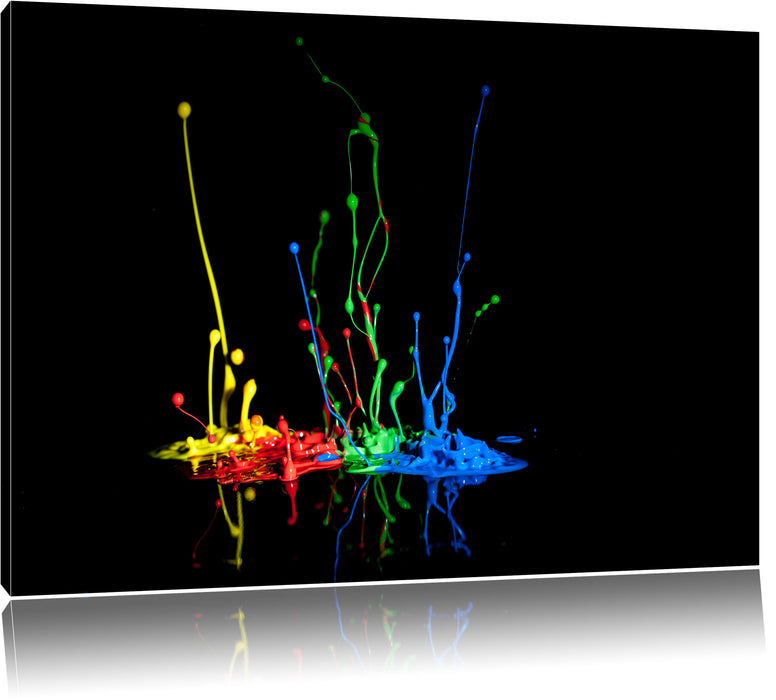 Pixxprint Dark Farbspritzer, Leinwandbild