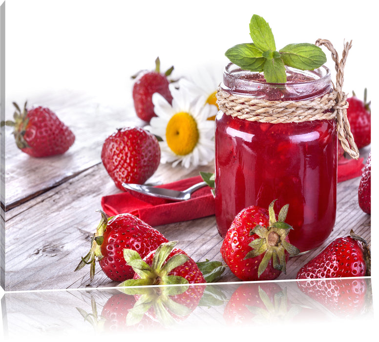 Pixxprint Erdbeermarmelade, Leinwandbild