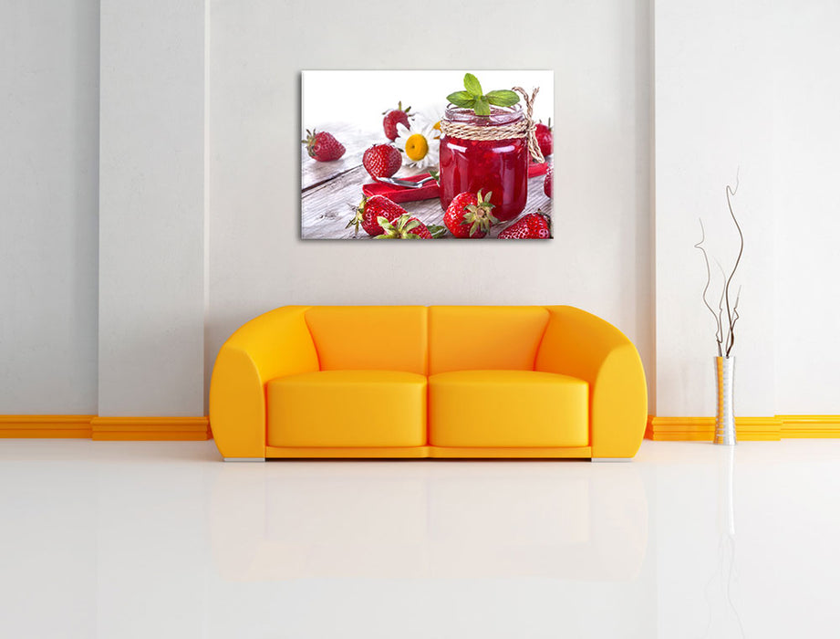 Erdbeermarmelade Leinwandbild über Sofa