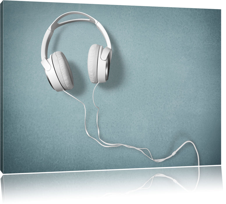 Pixxprint Weiße Kopfhörer, Leinwandbild