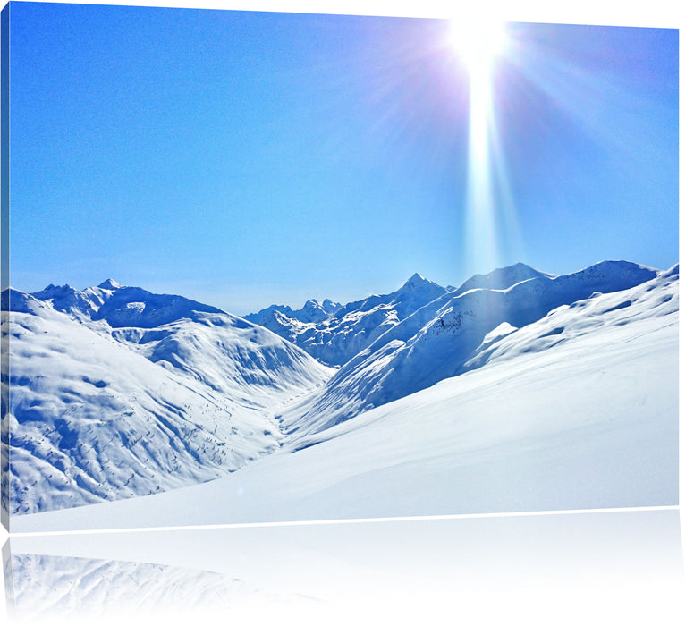 Pixxprint Schnee Berge, Leinwandbild