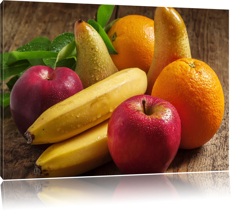 Pixxprint Obst Erdbeeren Kiwi Orangen, Leinwandbild