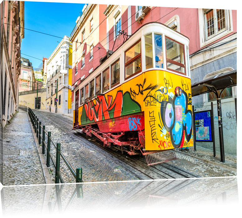 Pixxprint Besprühte S-Bahn, Leinwandbild