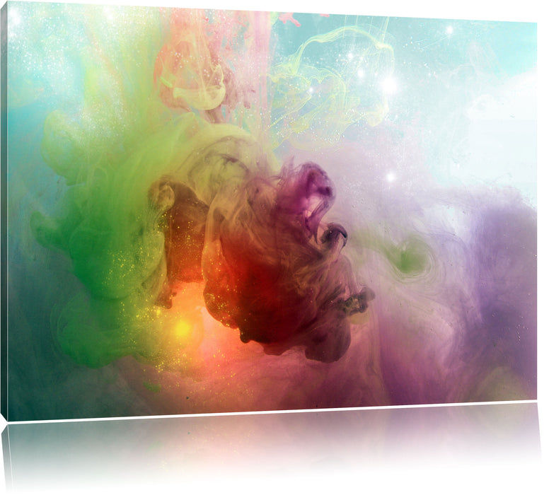 Pixxprint Bunte Wasserwelle, Leinwandbild