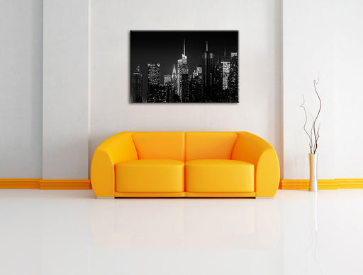 New York von oben schwarz weiß Leinwandbild über Sofa