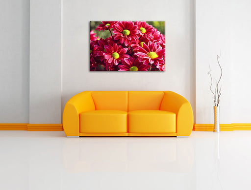 Rote Blüten Leinwandbild über Sofa