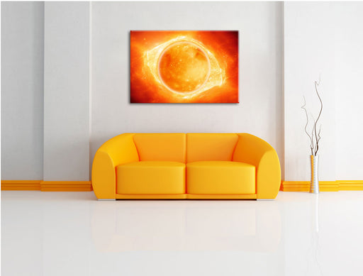 Sonne Feuerball Leinwandbild über Sofa