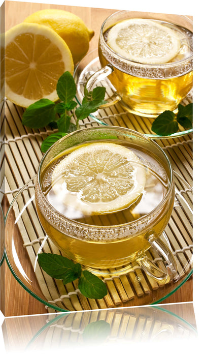 Pixxprint GrünerTee mit Zitrone, Leinwandbild