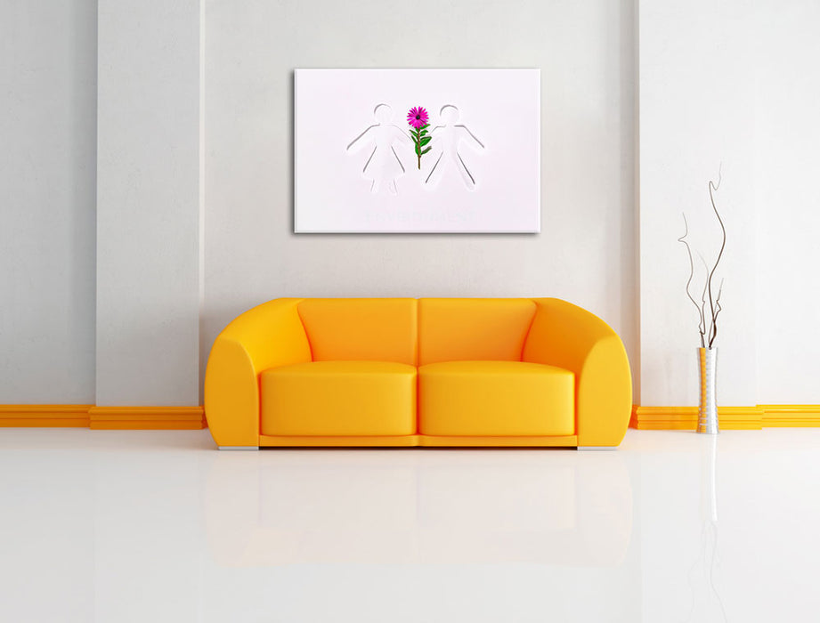 Pärchen mit Blume Leinwandbild über Sofa