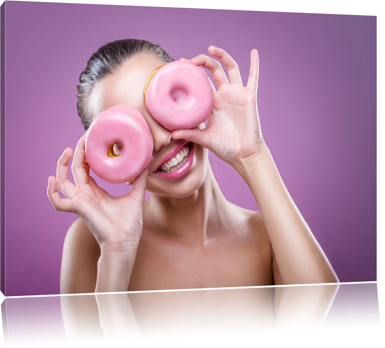 Pixxprint Lustige Donuts, Leinwandbild
