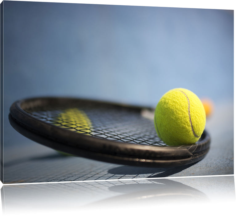 Pixxprint Tennischläger mit Bällen, Leinwandbild
