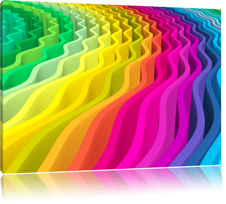 Pixxprint buntes Wellenmuster, Leinwandbild