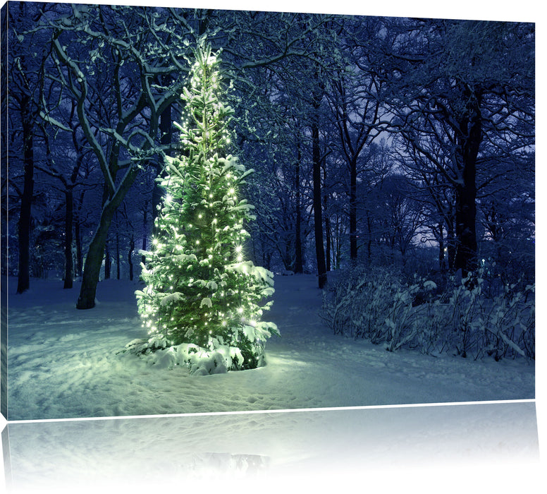 Pixxprint Leuchtender Weihnachtsbaum, Leinwandbild