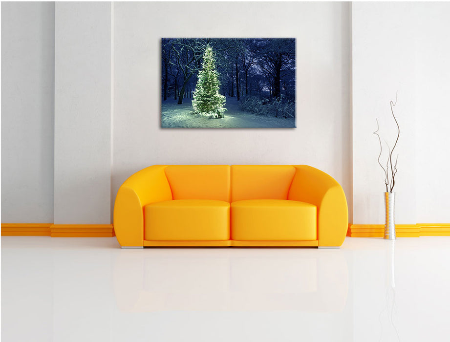 Leuchtender Weihnachtsbaum Leinwandbild über Sofa