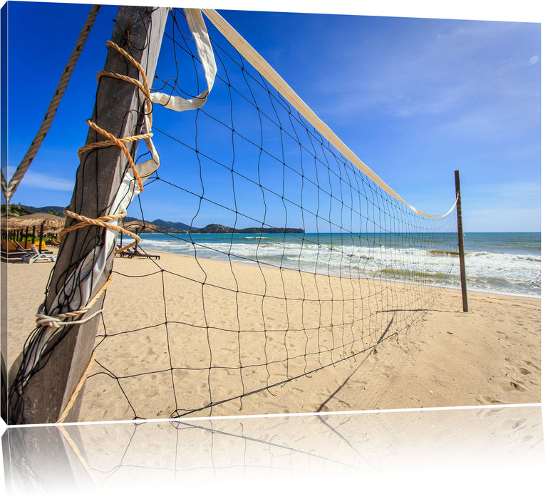 Pixxprint Volleyballnetz am Strand, Leinwandbild