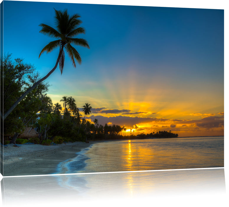 Pixxprint Palmen am Strand, Leinwandbild