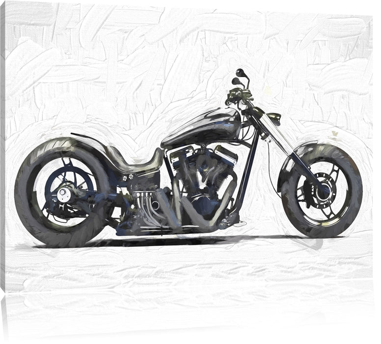 Pixxprint Motorrad grau Carbonoptik, Leinwandbild