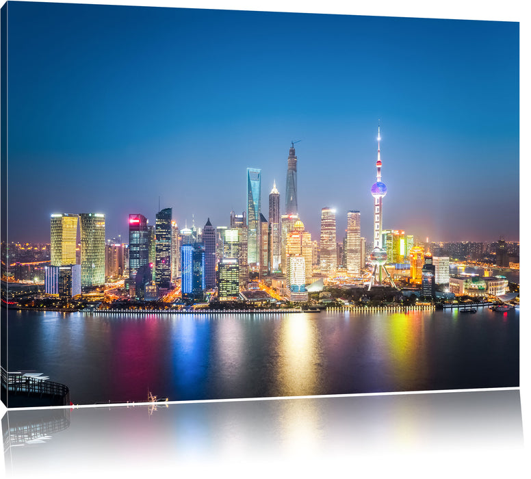 Pixxprint Shanghai Skyline, Leinwandbild