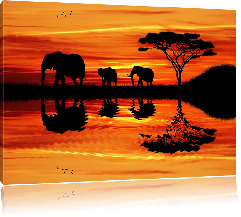 Afrika Elefant in Sonnenschein Leinwandbild