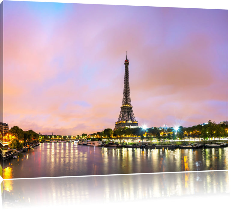 Pixxprint Eifelturm Paris bei Nacht, Leinwandbild