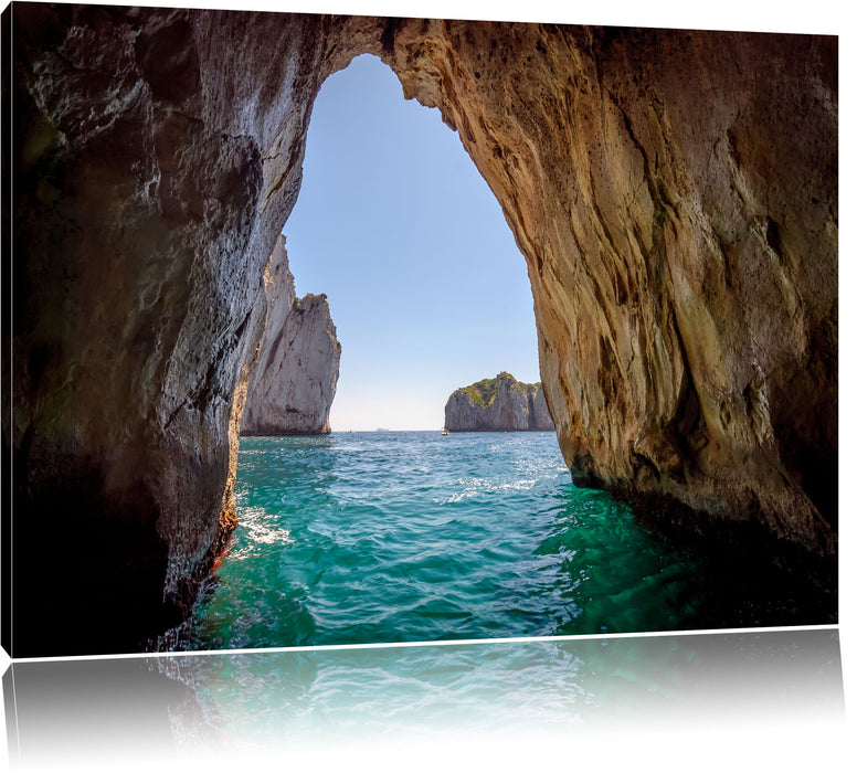 Pixxprint Felstor im Meer, Leinwandbild