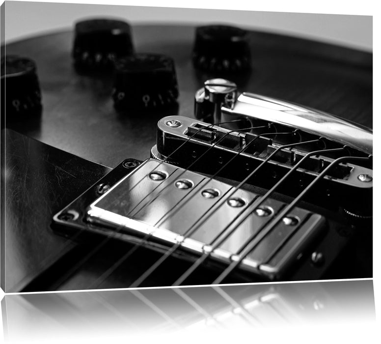 Pixxprint Black and White Guitar Gitarre, Leinwandbild
