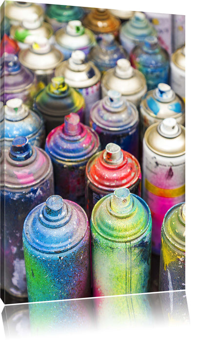 Pixxprint Graffiti Farbflaschen, Leinwandbild