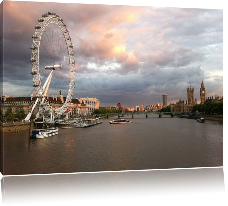 Pixxprint Riesenrad London Eye, Leinwandbild
