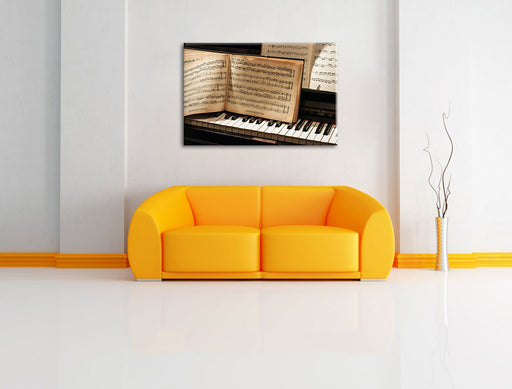 Klavier Noten Piano Leinwandbild über Sofa