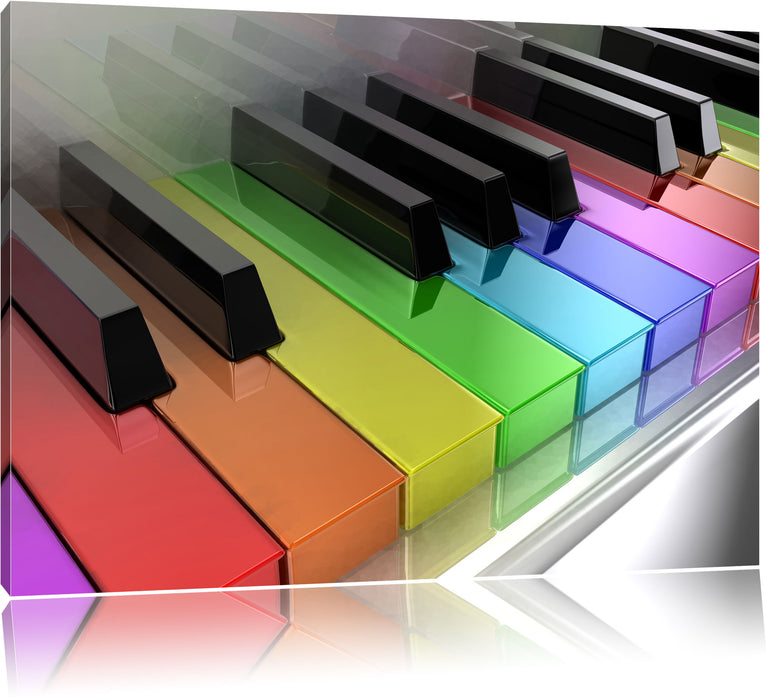 Pixxprint Piano Regenbogen Klaviertasten, Leinwandbild