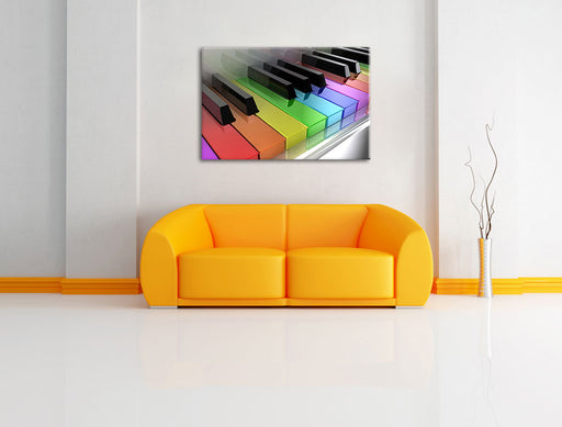 Piano Regenbogen Klaviertasten Leinwandbild über Sofa