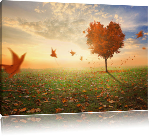Herzbaum im Herbst Leinwandbild