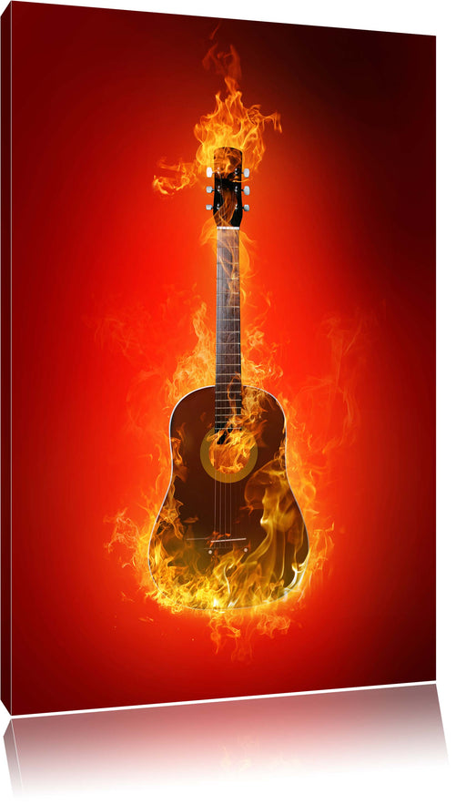 Brennende Gitarre Heiße Flammen Leinwandbild