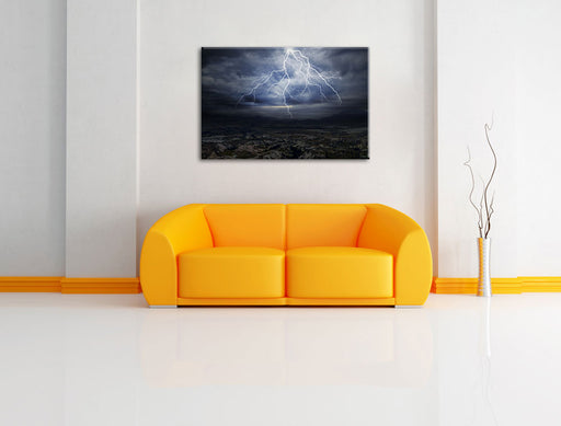 gewaltiges Gewitter Leinwandbild über Sofa